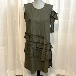 Cotton Dress Frill Detail Made In Italy,  Size M